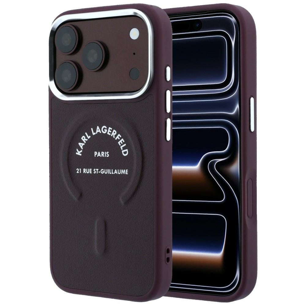 MagSafe Case for Apple iPhone 18 Pro / 17 Pro, Karl Lagerfeld, Ring Karl RSG Logo, Burgundy