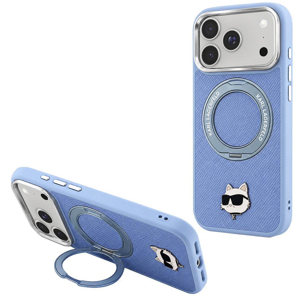 MagSafe-kuori Apple iPhone 18 Pro / 17 Pro:lle, Karl Lagerfeld, Ring Stand 360 Choupette Pin, Bleu