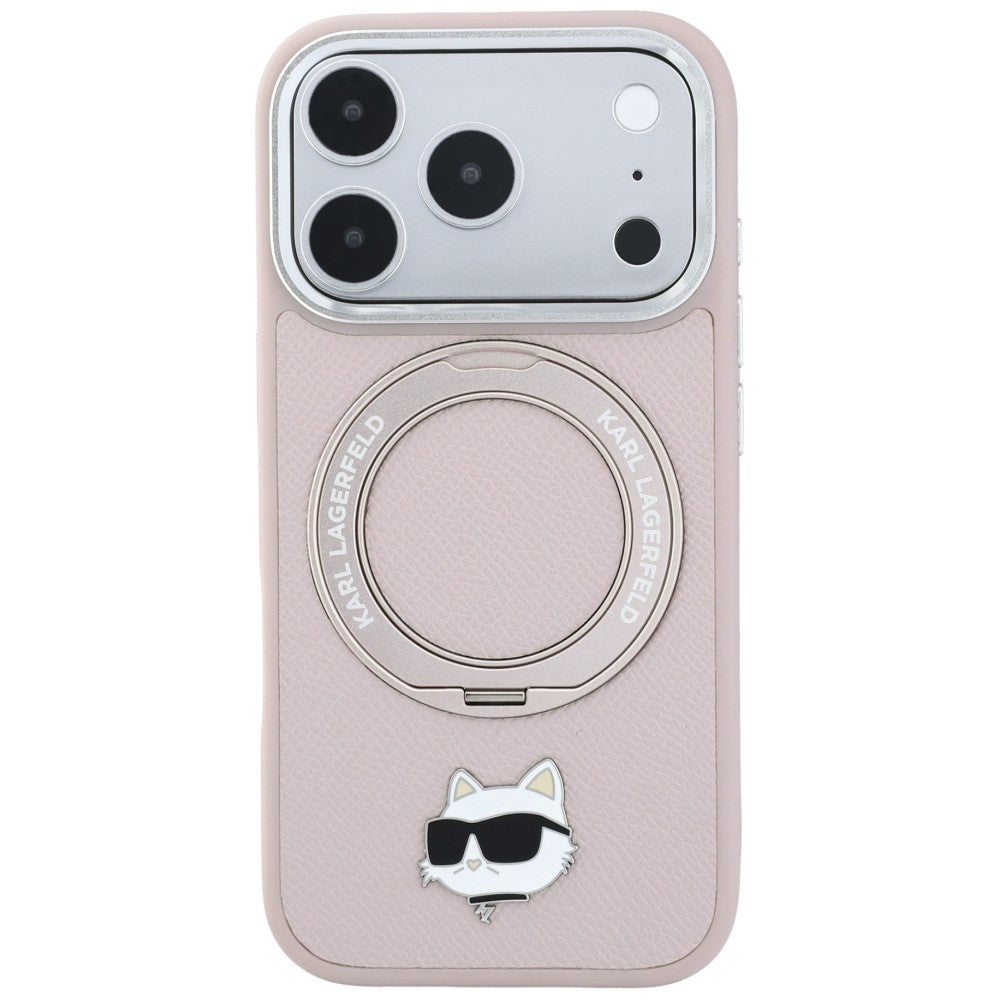 MagSafe-kuori Apple iPhone 18 Pro / 17 Pro -puhelimelle, Karl Lagerfeld, Ring Stand 360 Choupette Pin, vaaleanpunainen