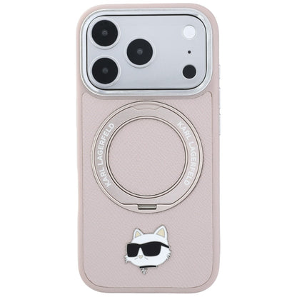MagSafe-kuori Apple iPhone 18 Pro / 17 Pro -puhelimelle, Karl Lagerfeld, Ring Stand 360 Choupette Pin, vaaleanpunainen