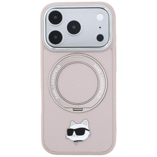 MagSafe-kuori Apple iPhone 18 Pro / 17 Pro -puhelimelle, Karl Lagerfeld, Ring Stand 360 Choupette Pin, vaaleanpunainen