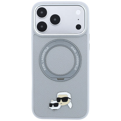 MagSafe-kuori Apple iPhone 18 Pro / 17 Pro -puhelimelle, Karl Lagerfeld, Ring Stand 360 Karl & Choupette Pin, harmaa