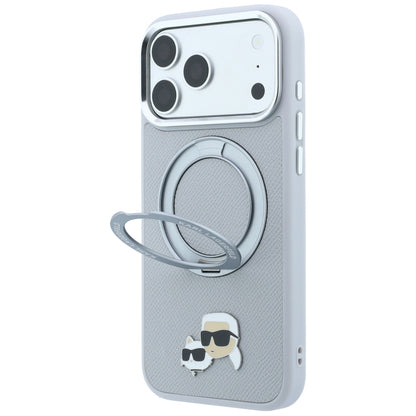 MagSafe-kuori Apple iPhone 18 Pro / 17 Pro -puhelimelle, Karl Lagerfeld, Ring Stand 360 Karl & Choupette Pin, harmaa