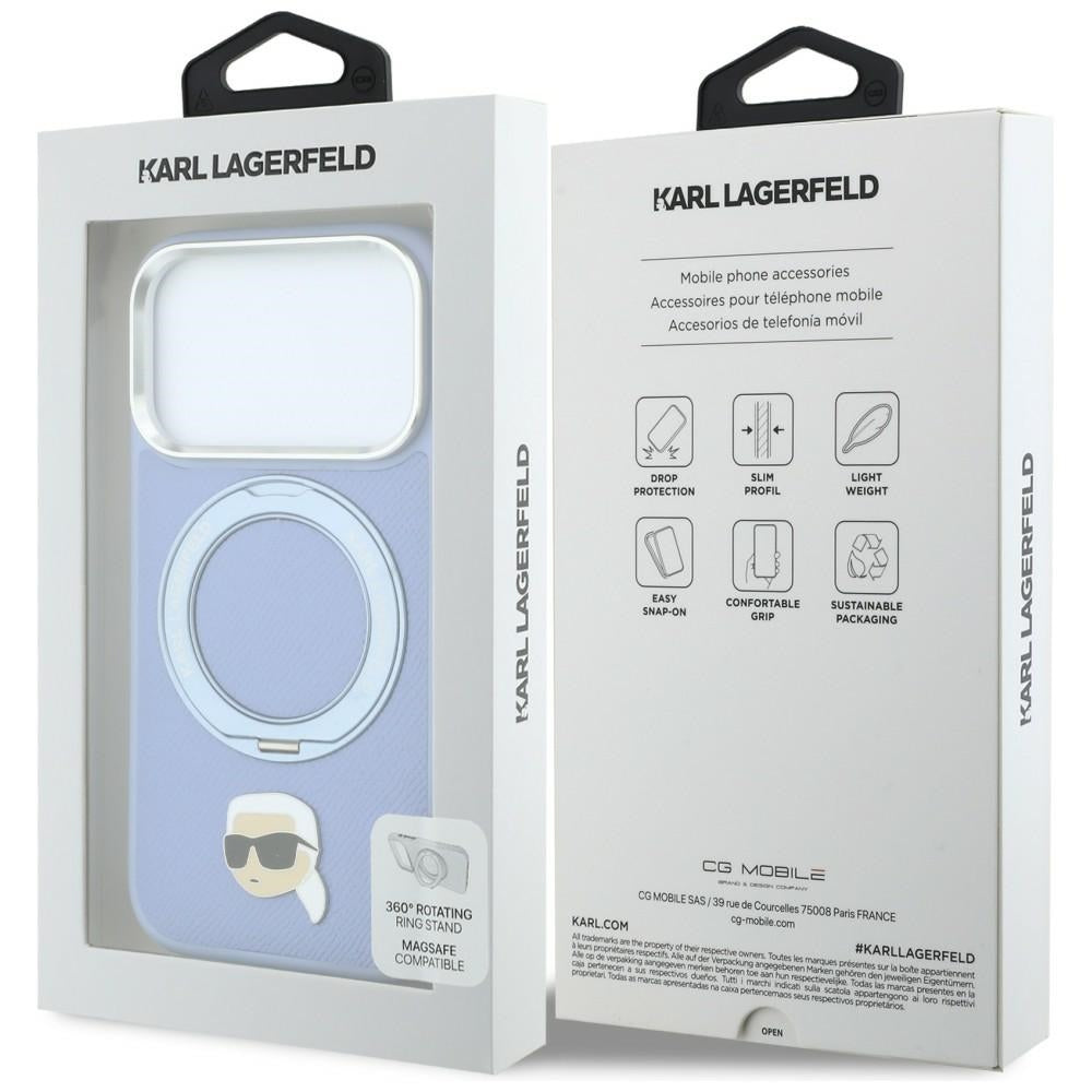 MagSafe-kuori Apple iPhone 18 Pro / 17 Pro:lle, Karl Lagerfeld, Ring Stand 360 Karl Pin, Sininen