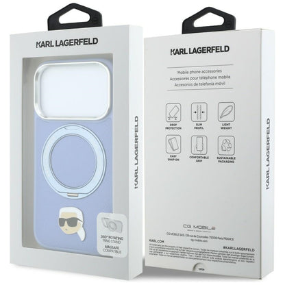 MagSafe-kuori Apple iPhone 18 Pro / 17 Pro:lle, Karl Lagerfeld, Ring Stand 360 Karl Pin, Sininen