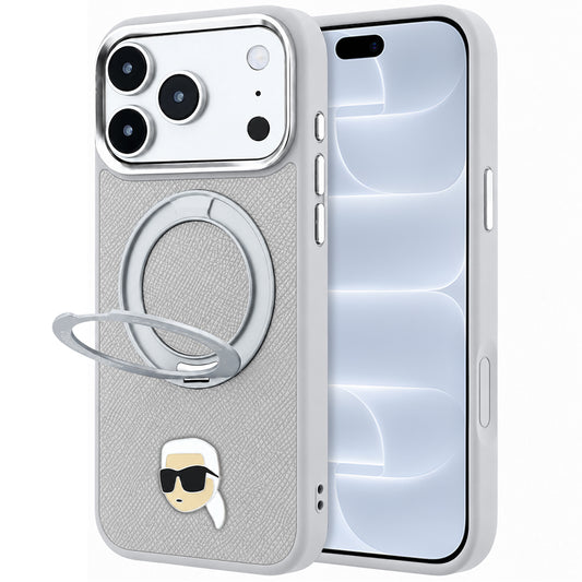 MagSafe-kuori Apple iPhone 18 Pro / 17 Pro:lle, Karl Lagerfeld, Ring Stand 360 Karl Pin, Harmaa