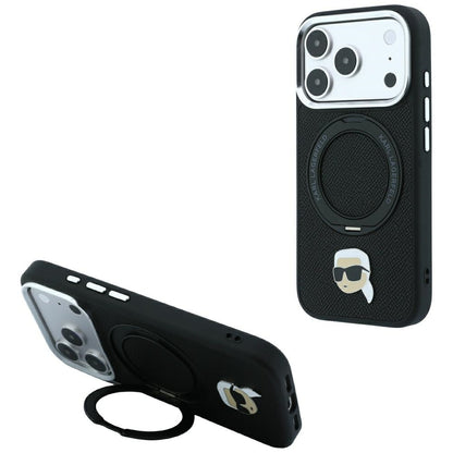MagSafe-kuori Apple iPhone 18 Pro / 17 Pro:lle, Karl Lagerfeld, Ring Stand 360 Karl Pin, Musta