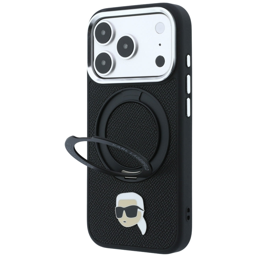 MagSafe-kuori Apple iPhone 18 Pro / 17 Pro:lle, Karl Lagerfeld, Ring Stand 360 Karl Pin, Musta