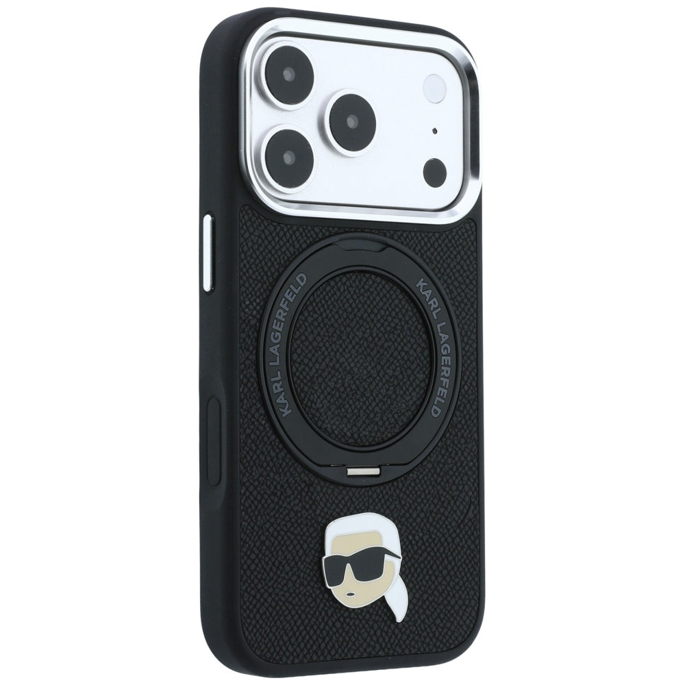 MagSafe-kuori Apple iPhone 18 Pro / 17 Pro:lle, Karl Lagerfeld, Ring Stand 360 Karl Pin, Musta