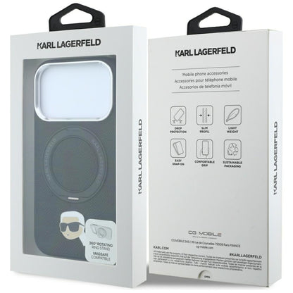 MagSafe-kuori Apple iPhone 18 Pro / 17 Pro:lle, Karl Lagerfeld, Ring Stand 360 Karl Pin, Musta