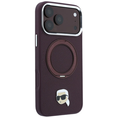 MagSafe-kuori Apple iPhone 18 Pro / 17 Pro:lle, Karl Lagerfeld, Ring Stand 360 Karl Pin, Viininpunainen