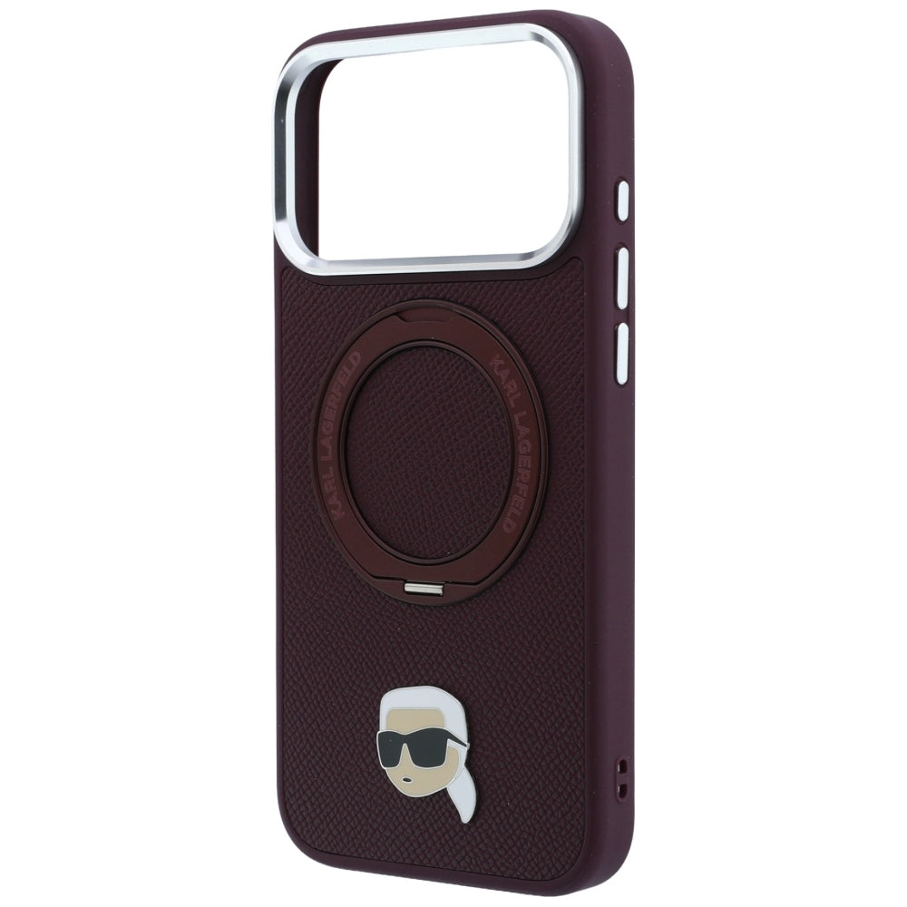 MagSafe-kuori Apple iPhone 18 Pro / 17 Pro:lle, Karl Lagerfeld, Ring Stand 360 Karl Pin, Viininpunainen