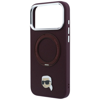 MagSafe-kuori Apple iPhone 18 Pro / 17 Pro:lle, Karl Lagerfeld, Ring Stand 360 Karl Pin, Viininpunainen