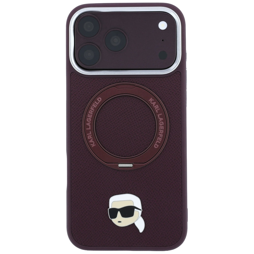 MagSafe-kuori Apple iPhone 18 Pro / 17 Pro:lle, Karl Lagerfeld, Ring Stand 360 Karl Pin, Viininpunainen