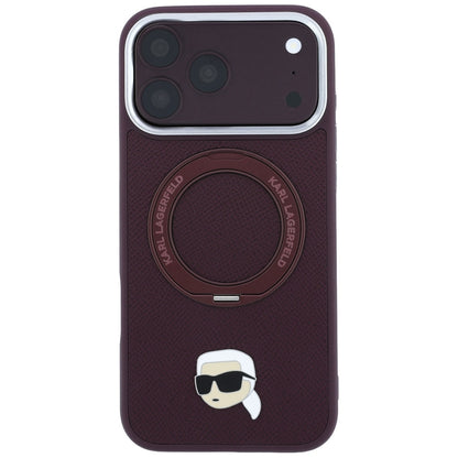 MagSafe-kuori Apple iPhone 18 Pro / 17 Pro:lle, Karl Lagerfeld, Ring Stand 360 Karl Pin, Viininpunainen