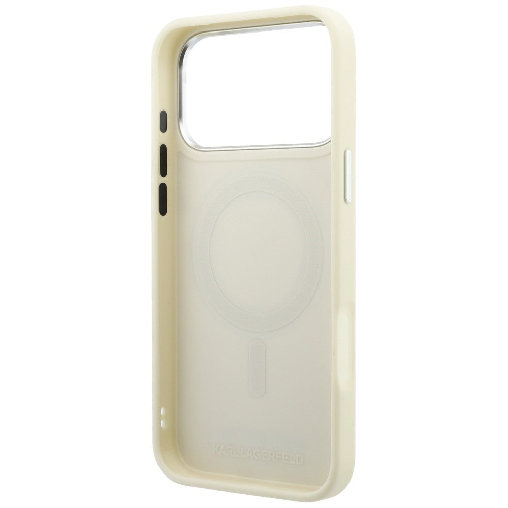 MagSafe-kuori Apple iPhone 18 Pro / 17 Pro -puhelimelle, Karl Lagerfeld, Ring Stand 360 Saffiano, beige