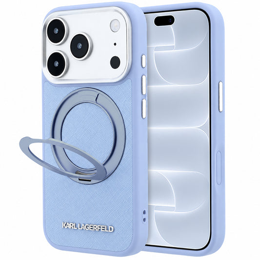 MagSafe-kuori Apple iPhone 18 Pro / 17 Pro:lle, Karl Lagerfeld, Ring Stand 360 Saffiano, Bleu