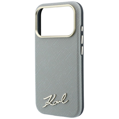 MagSafe-kuori Apple iPhone 18 Pro / 17 Pro:lle, Karl Lagerfeld, Saffiano Small Script Metal Logo, Harmaa Beige
