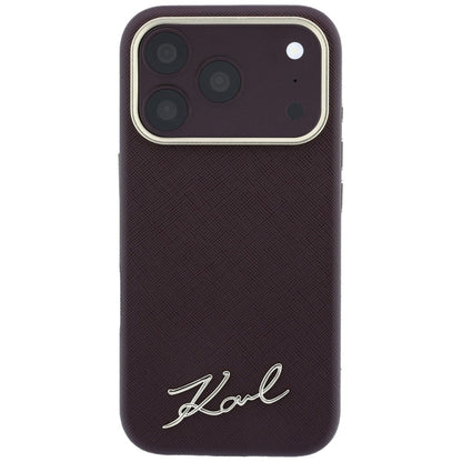 MagSafe-kuori Apple iPhone 18 Pro / 17 Pro:lle, Karl Lagerfeld, Saffiano Small Script Metal Logo, Viininpunainen