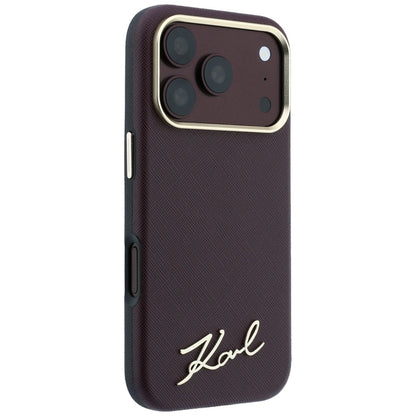 MagSafe-kuori Apple iPhone 18 Pro / 17 Pro:lle, Karl Lagerfeld, Saffiano Small Script Metal Logo, Viininpunainen