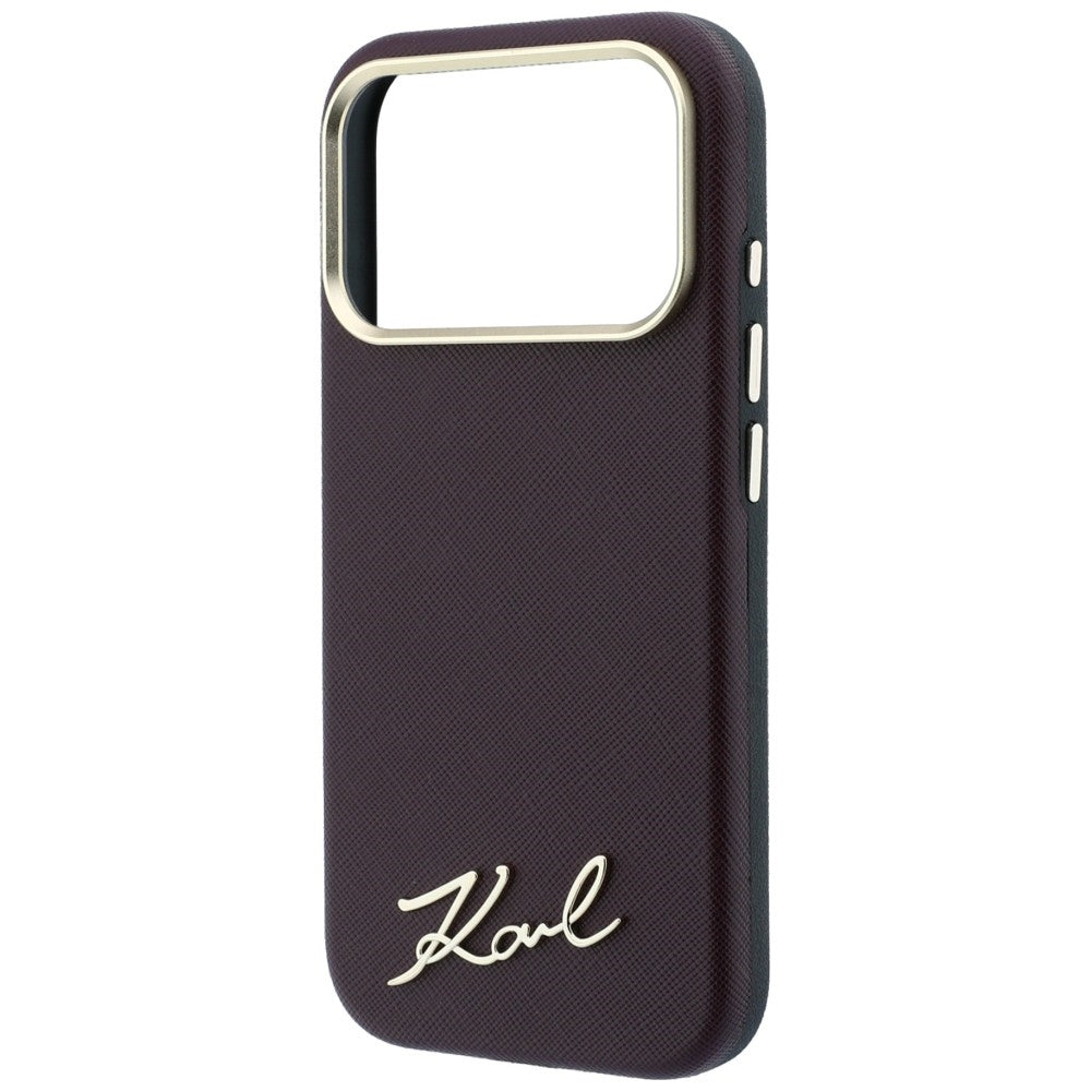 MagSafe-kuori Apple iPhone 18 Pro / 17 Pro:lle, Karl Lagerfeld, Saffiano Small Script Metal Logo, Viininpunainen