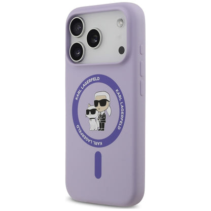 MagSafe-kuori Apple iPhone 18 Pro / 17 Pro -puhelimelle, Karl Lagerfeld, Silicone Ring Karl & Choupette, violetti