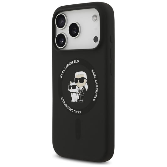 MagSafe-kuori Apple iPhone 18 Pro / 17 Pro:lle, Karl Lagerfeld, Silikonisormus Karl & Choupette, Musta