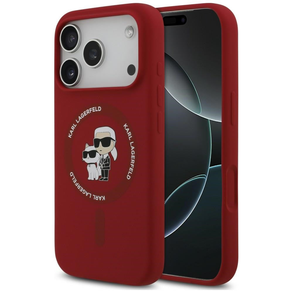 MagSafe-kuori Apple iPhone 18 Pro / 17 Pro -puhelimelle, Karl Lagerfeld, Silicone Ring Karl & Choupette, vaaleanpunainen