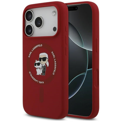 MagSafe-kuori Apple iPhone 18 Pro / 17 Pro -puhelimelle, Karl Lagerfeld, Silicone Ring Karl & Choupette, vaaleanpunainen
