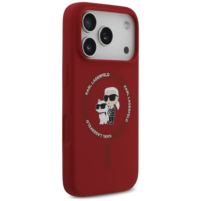 MagSafe-kuori Apple iPhone 18 Pro / 17 Pro -puhelimelle, Karl Lagerfeld, Silicone Ring Karl & Choupette, vaaleanpunainen