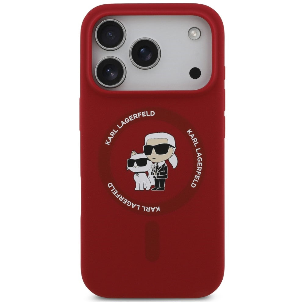 MagSafe-kuori Apple iPhone 18 Pro / 17 Pro -puhelimelle, Karl Lagerfeld, Silicone Ring Karl & Choupette, vaaleanpunainen