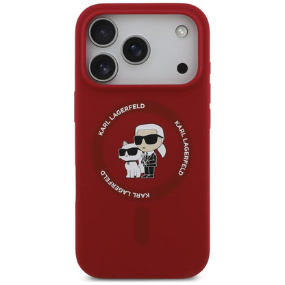 MagSafe-kuori Apple iPhone 18 Pro / 17 Pro -puhelimelle, Karl Lagerfeld, Silicone Ring Karl & Choupette, vaaleanpunainen