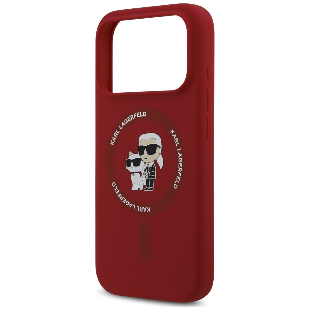 MagSafe-kuori Apple iPhone 18 Pro / 17 Pro -puhelimelle, Karl Lagerfeld, Silicone Ring Karl & Choupette, vaaleanpunainen