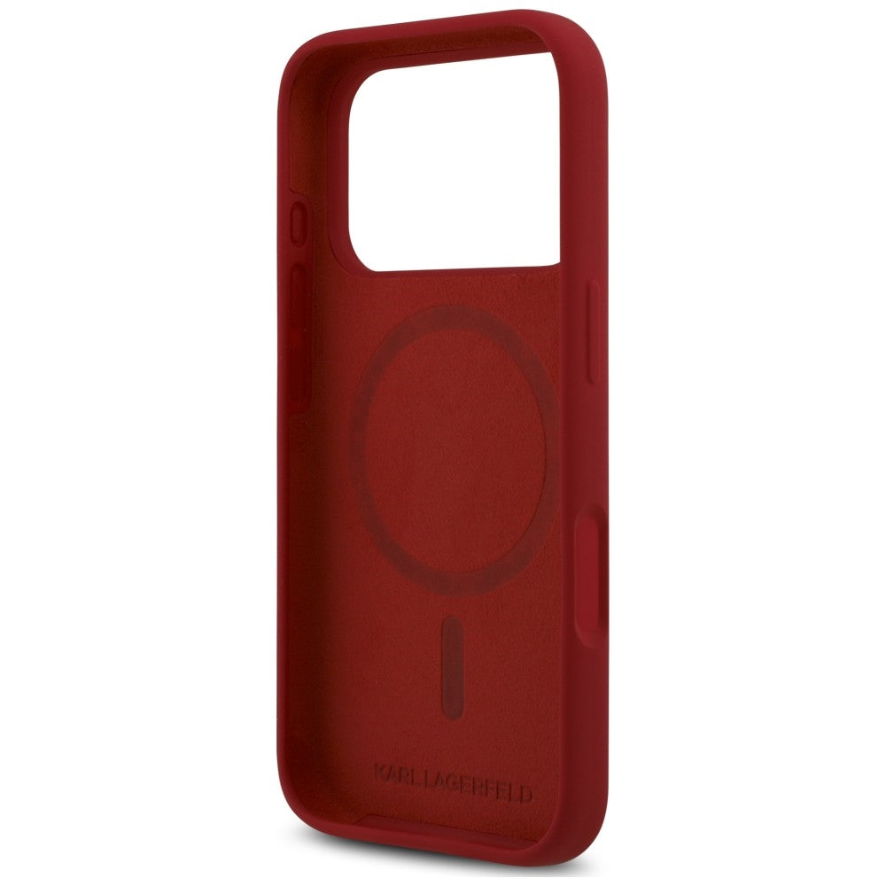 MagSafe-kuori Apple iPhone 18 Pro / 17 Pro -puhelimelle, Karl Lagerfeld, Silicone Ring Karl & Choupette, vaaleanpunainen