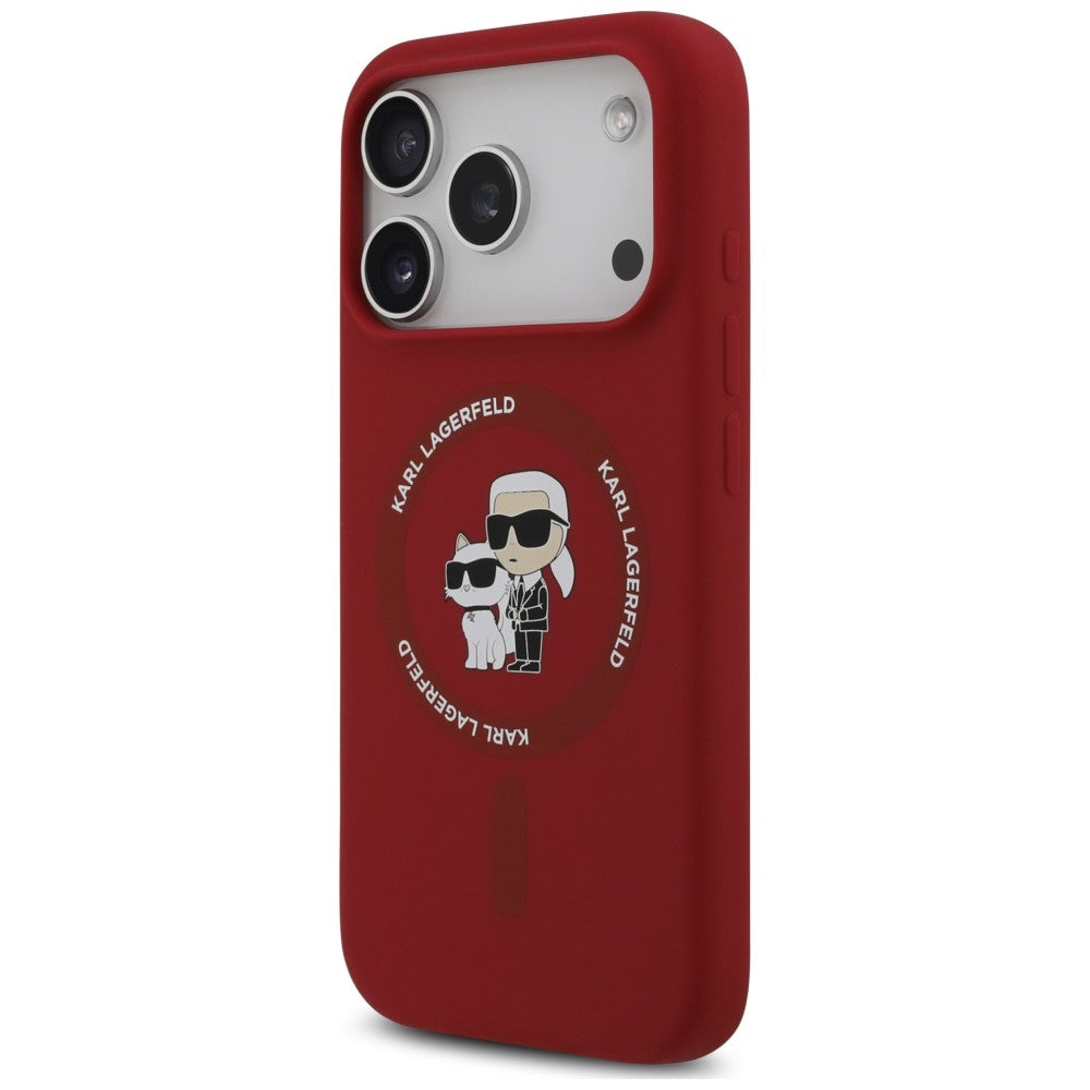 MagSafe-kuori Apple iPhone 18 Pro / 17 Pro -puhelimelle, Karl Lagerfeld, Silicone Ring Karl & Choupette, vaaleanpunainen