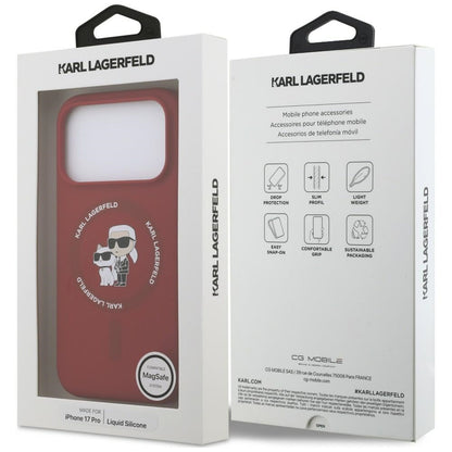 MagSafe-kuori Apple iPhone 18 Pro / 17 Pro -puhelimelle, Karl Lagerfeld, Silicone Ring Karl & Choupette, vaaleanpunainen
