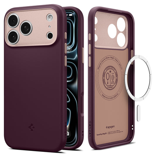 MagSafe-kuori Apple iPhone 18 Pro / 17 Pro:lle, Spigen, Caseology Nano Pop, Viininpunainen ACS12179