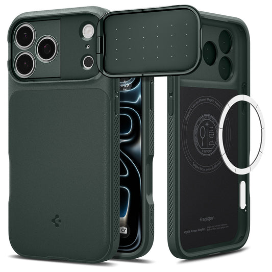 MagSafe-kuori Apple iPhone 18 Pro / 17 Pro:lle, Spigen, Optik Armor, Vihreä ACS09954
