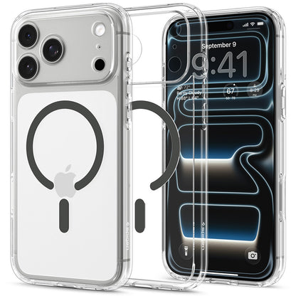 MagSafe-kuori Apple iPhone 18 Pro / 17 Pro:lle, Spigen, Ultra Hybrid, Harmaa Läpinäkyvä ACS12156