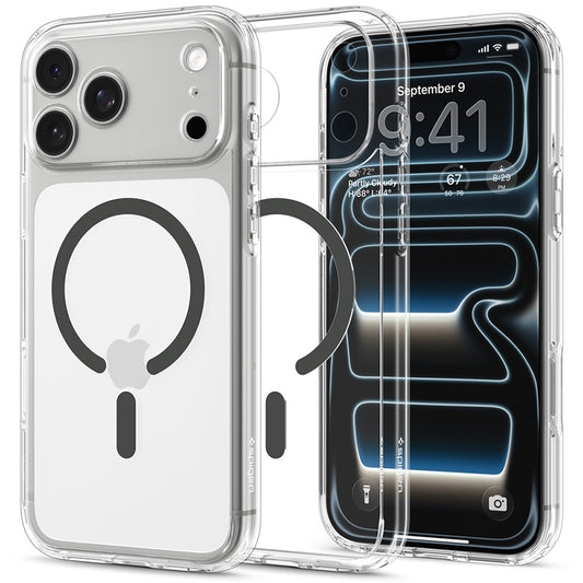 MagSafe-kuori Apple iPhone 18 Pro / 17 Pro:lle, Spigen, Ultra Hybrid, Harmaa Läpinäkyvä ACS12156