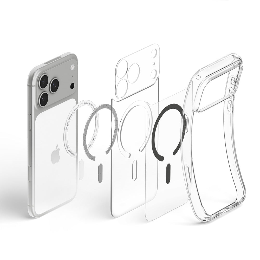 MagSafe-kuori Apple iPhone 18 Pro / 17 Pro:lle, Spigen, Ultra Hybrid, Harmaa Läpinäkyvä ACS12156