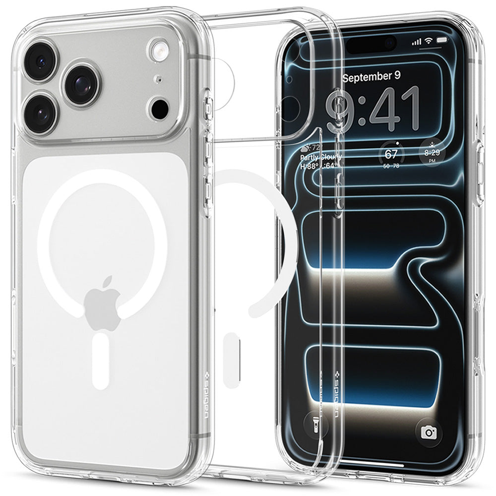 MagSafe-kuori Apple iPhone 18 Pro / 17 Pro:lle, Spigen, Ultra Hybrid, Valkoinen läpinäkyvä ACS12155