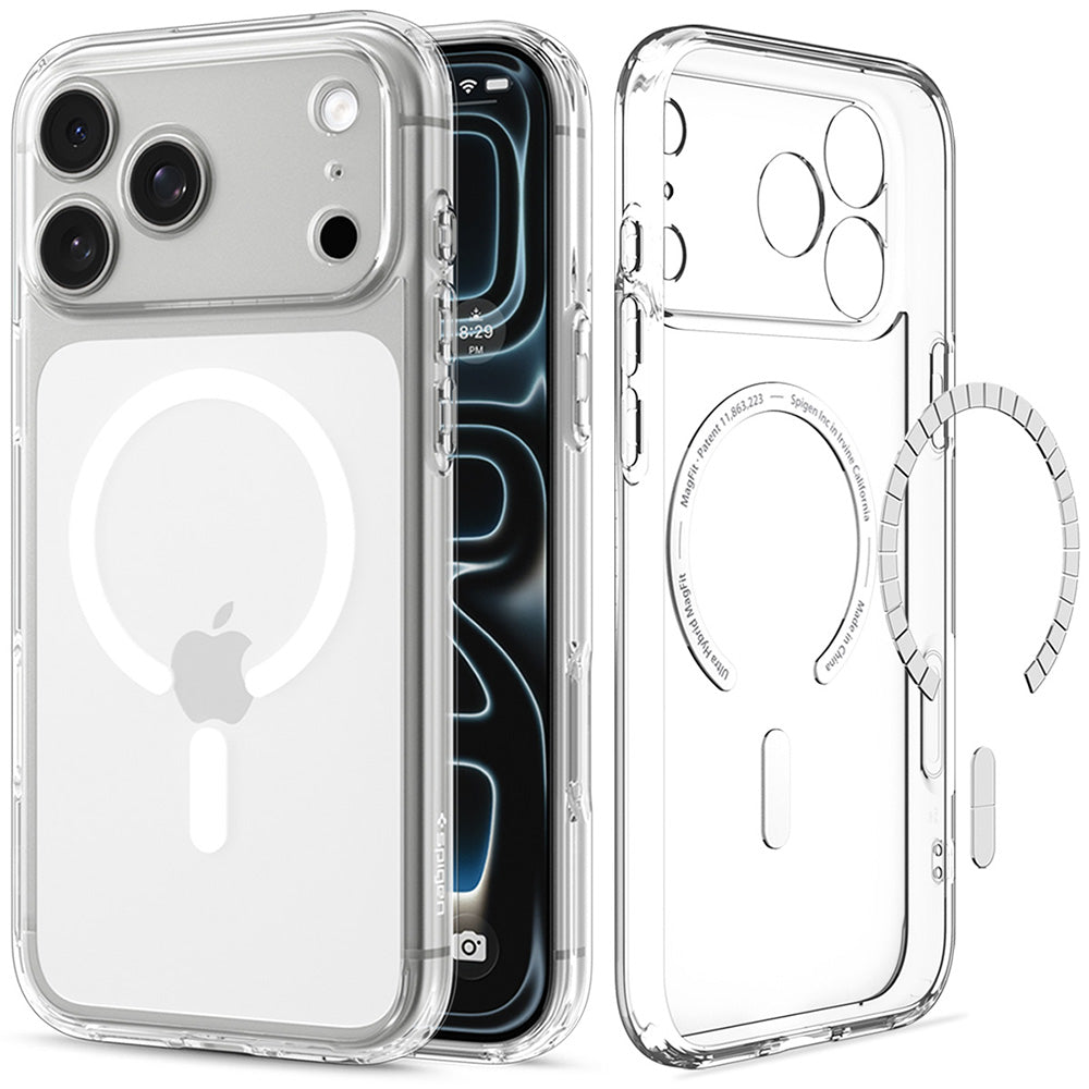 MagSafe-kuori Apple iPhone 18 Pro / 17 Pro:lle, Spigen, Ultra Hybrid, Valkoinen läpinäkyvä ACS12155