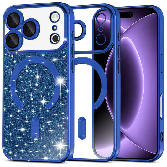 MagSafe-kuori Apple iPhone 18 Pro / 17 Pro:lle, Techsuit, Luxury Glitter, Tummansininen