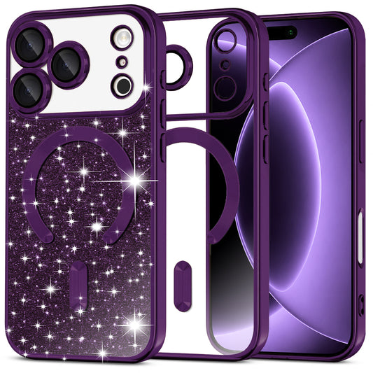 MagSafe-kuori Apple iPhone 18 Pro / 17 Pro:lle, Techsuit, Luxury Glitter, Tummanvioletti