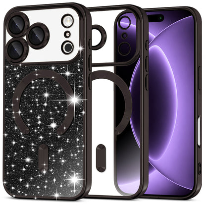 MagSafe-kuori Apple iPhone 18 Pro / 17 Pro:lle, Techsuit, Luxury Glitter, Musta