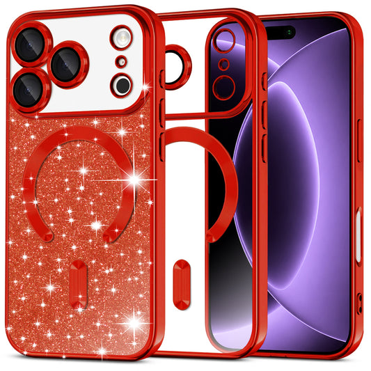 MagSafe-kuori Apple iPhone 18 Pro / 17 Pro:lle, Techsuit, Luxury Glitter, Punainen