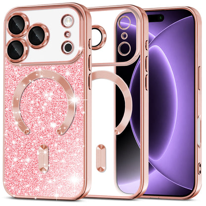 MagSafe-kuori Apple iPhone 18 Pro / 17 Pro:lle, Techsuit, Luxury Glitter, Vaaleanpunainen Kulta