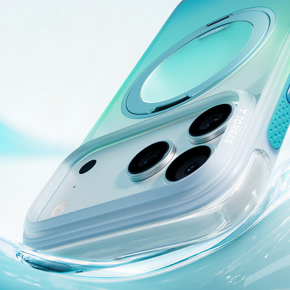 MagSafe-kuori Apple iPhone 18 Pro / 17 Pro:lle, Torras, Ostand O3 Air Gradient, Vihreä Sininen