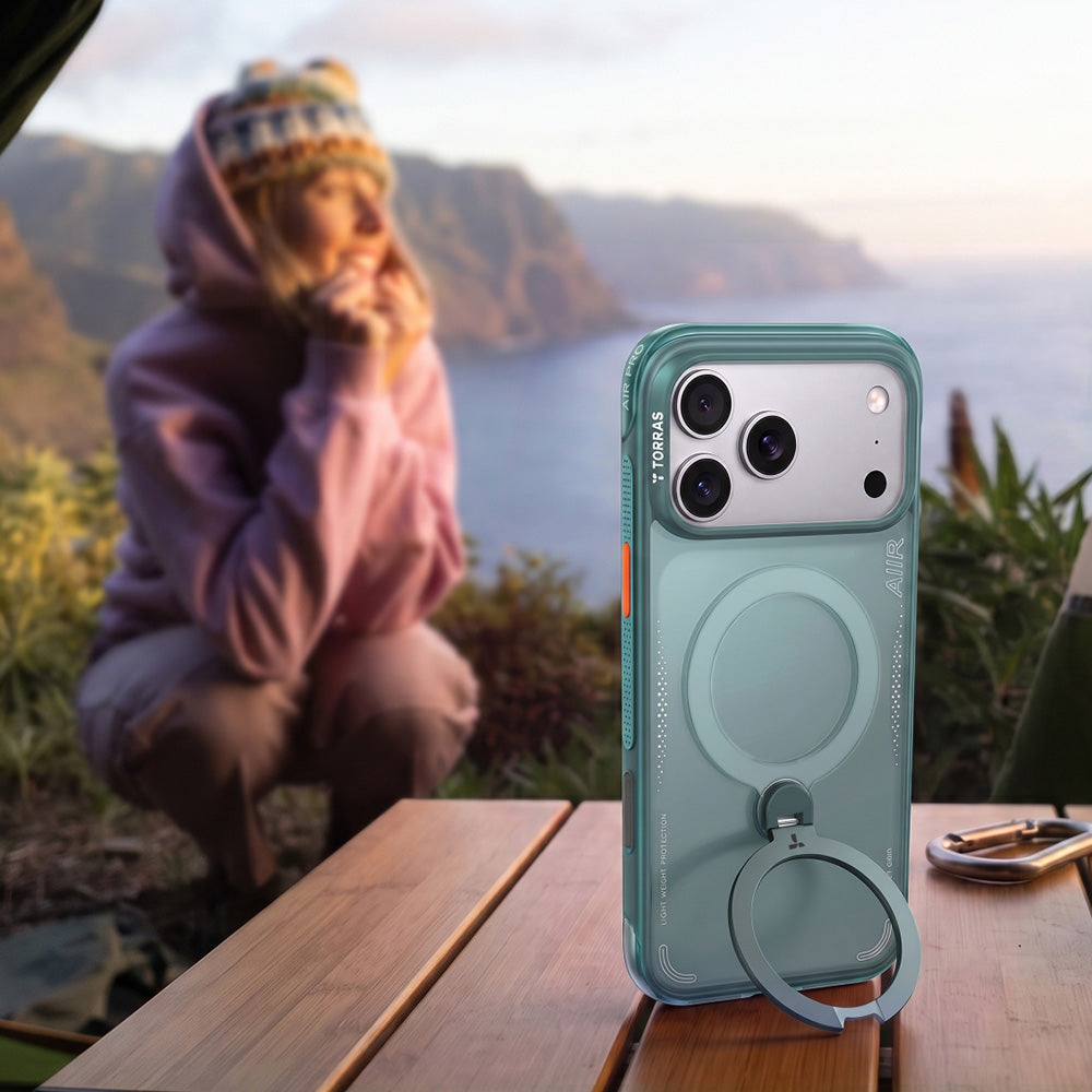 MagSafe-kuori Apple iPhone 18 Pro / 17 Pro:lle, Torras, Ostand Q3 Air, Vihreä